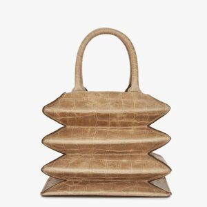 NWT Staud Hutton Camel Faux Croc Embossed Bag